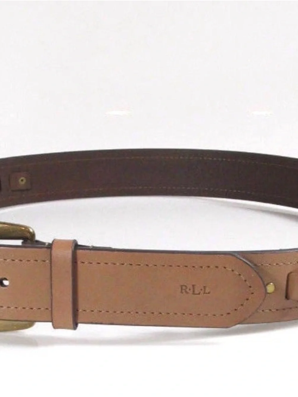 LAUREN Ralph Lauren Women's Leather Ring Belt, Size M ~ Desert Tan NEW